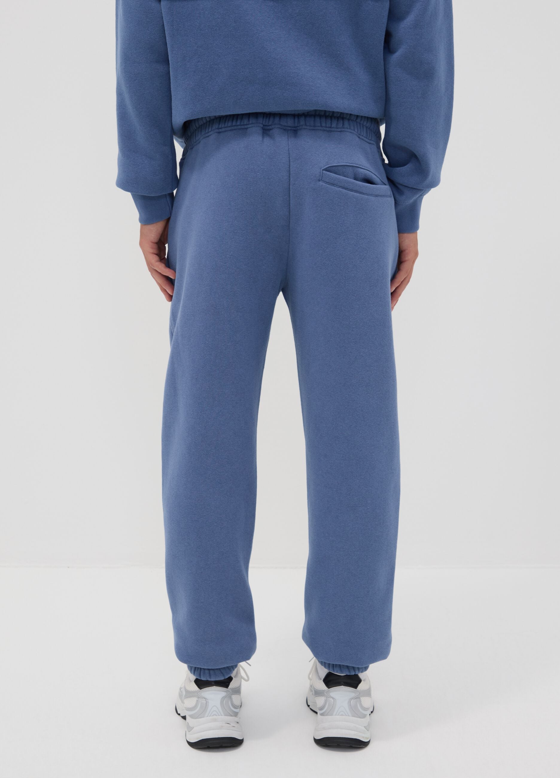 Blue cotton-blend joggers with logo