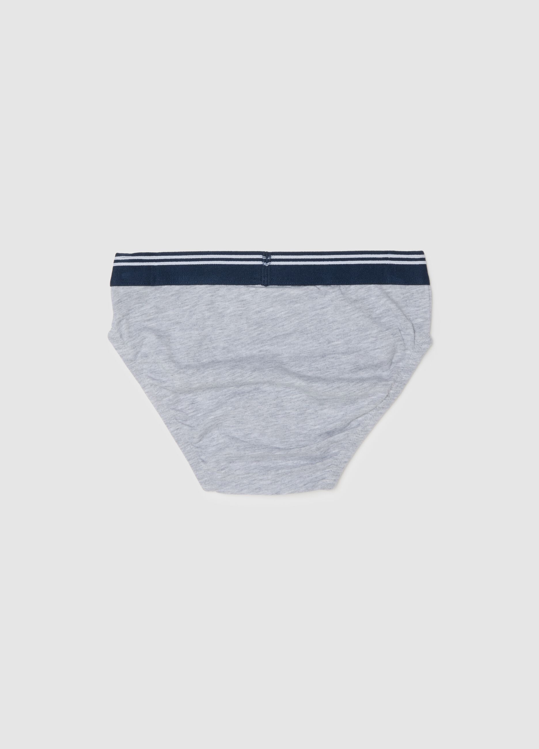 Boys' Grey Stretch Cotton Regular Fit Briefs