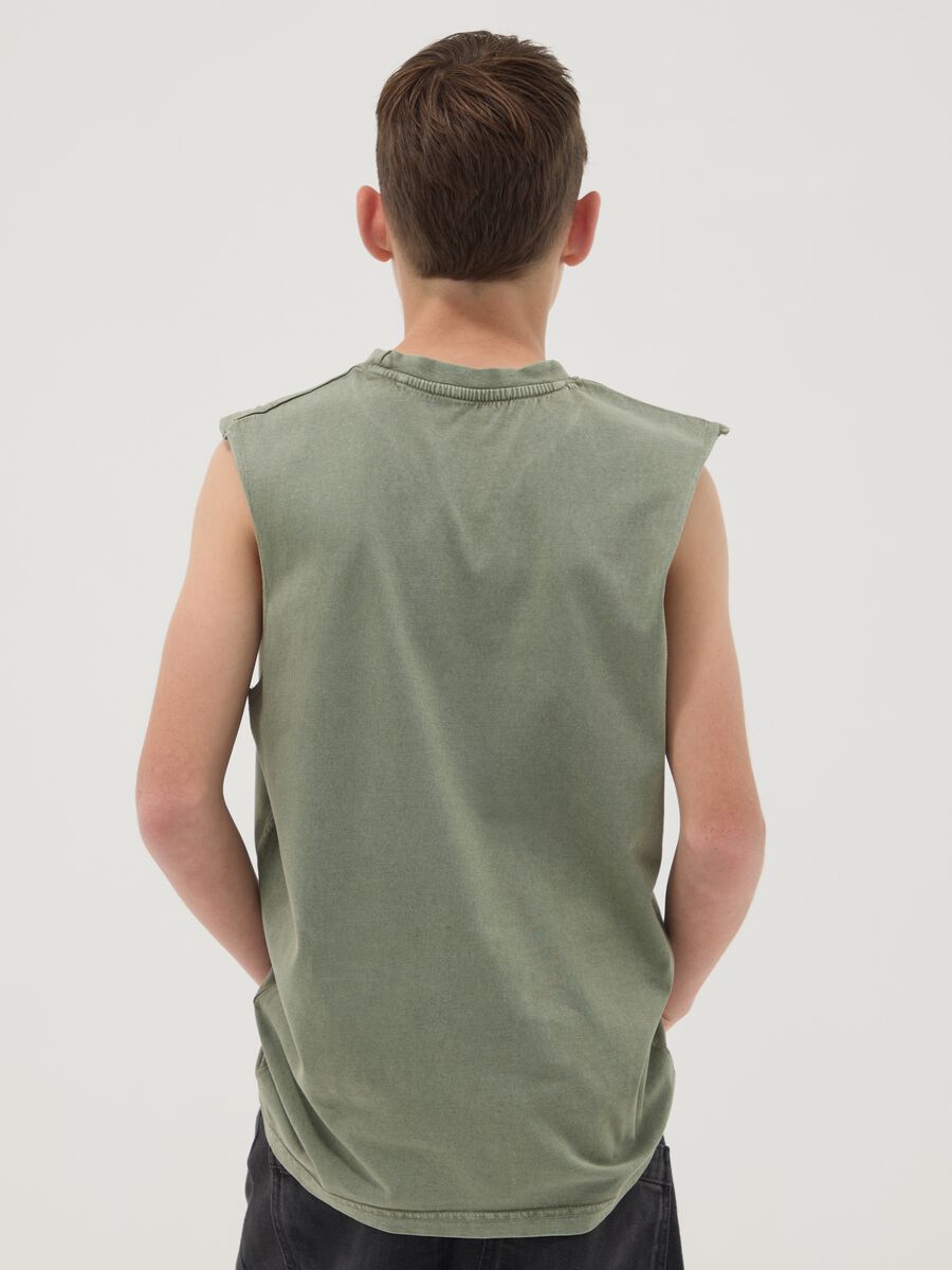 Green pure cotton vest top_1