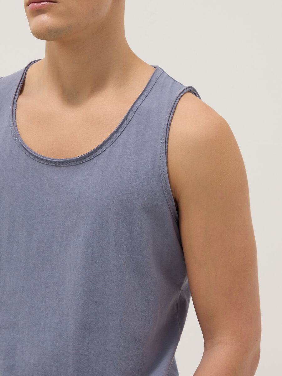 Blue pure cotton vest top_3