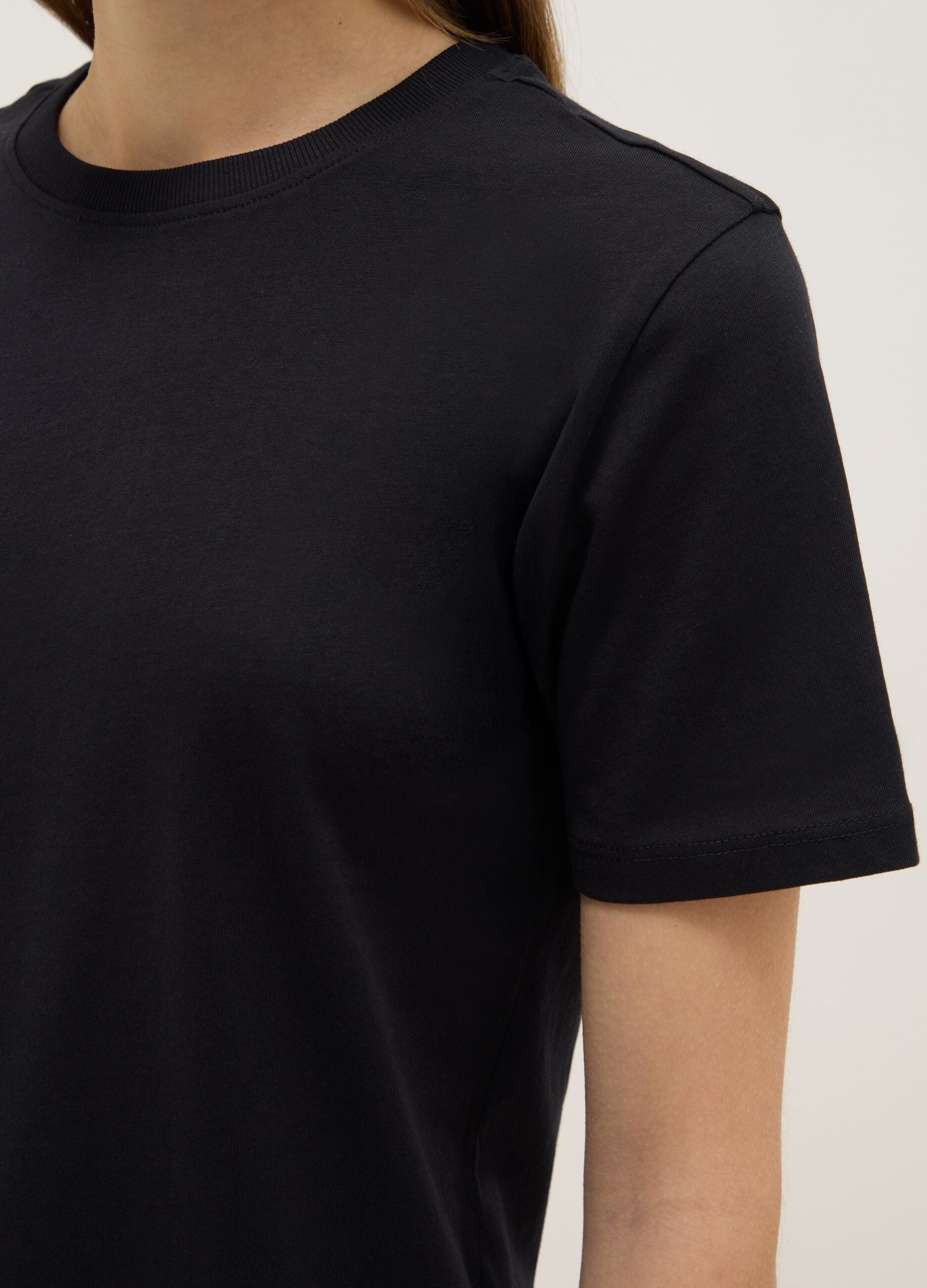Black pure cotton regular fit T-shirt