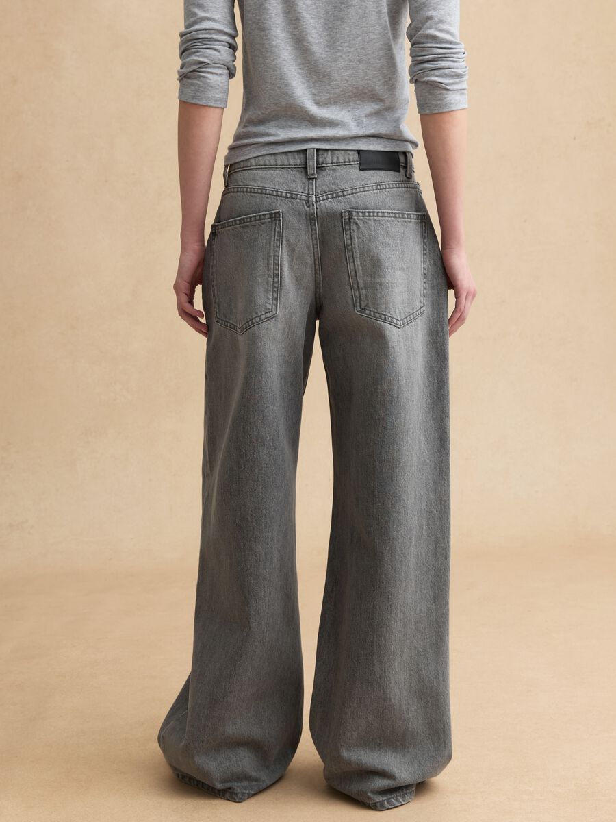 Jeans grigi in puro cotone wide leg_2