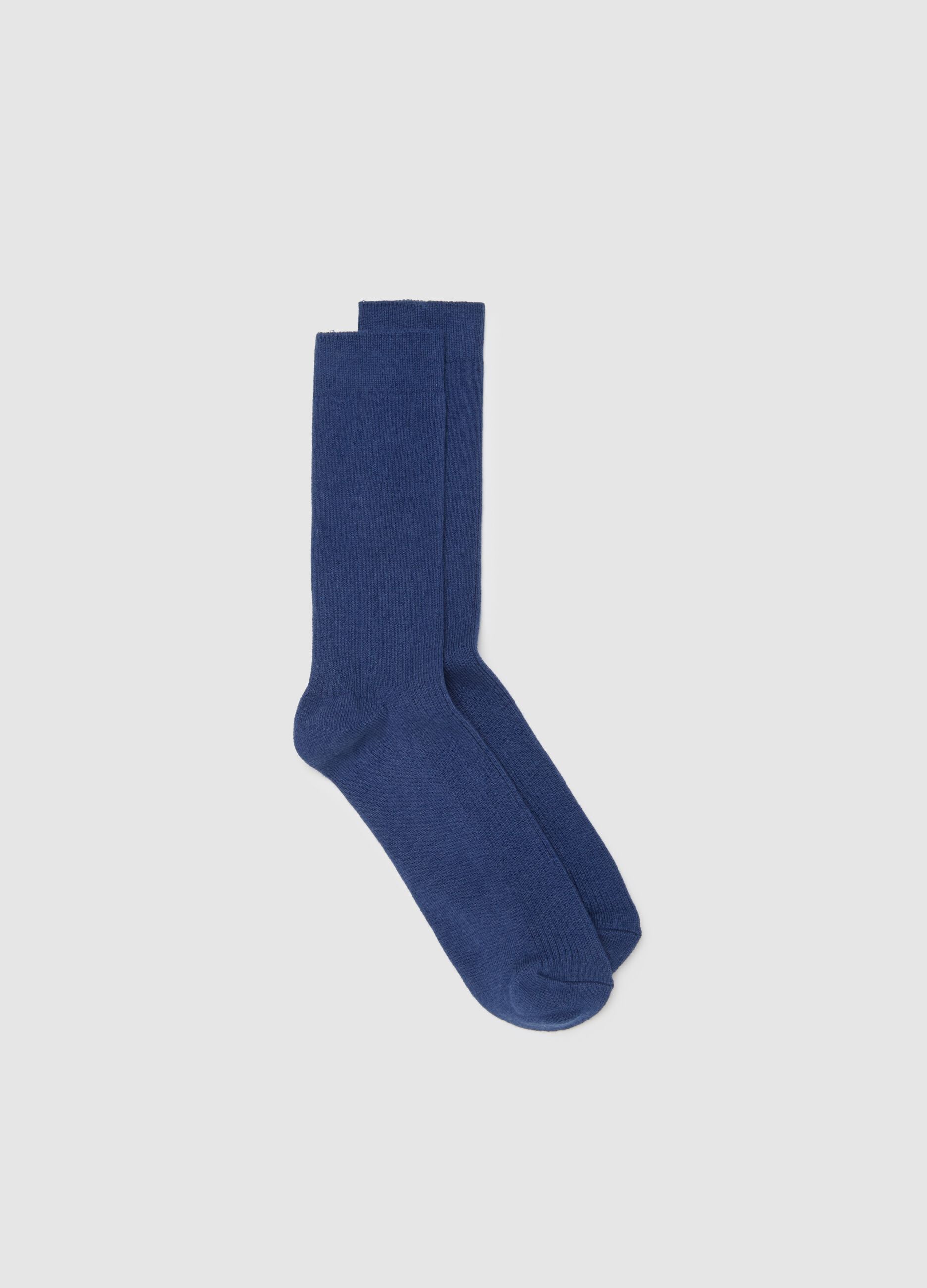 Blue Midi Cotton Blend Socks