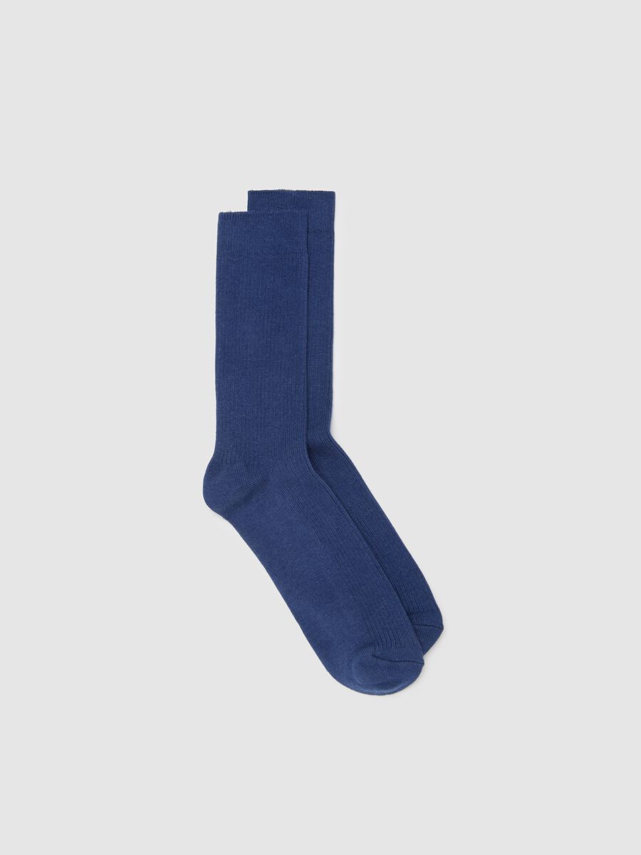 Blue Midi Cotton Blend Socks_0
