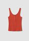 Red stretch cotton buttoned tank top, regular fit_4