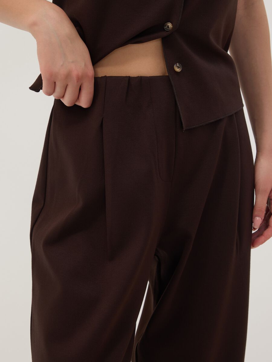 Brown stretch viscose Milano stitch barrel-fit jogger trousers_3