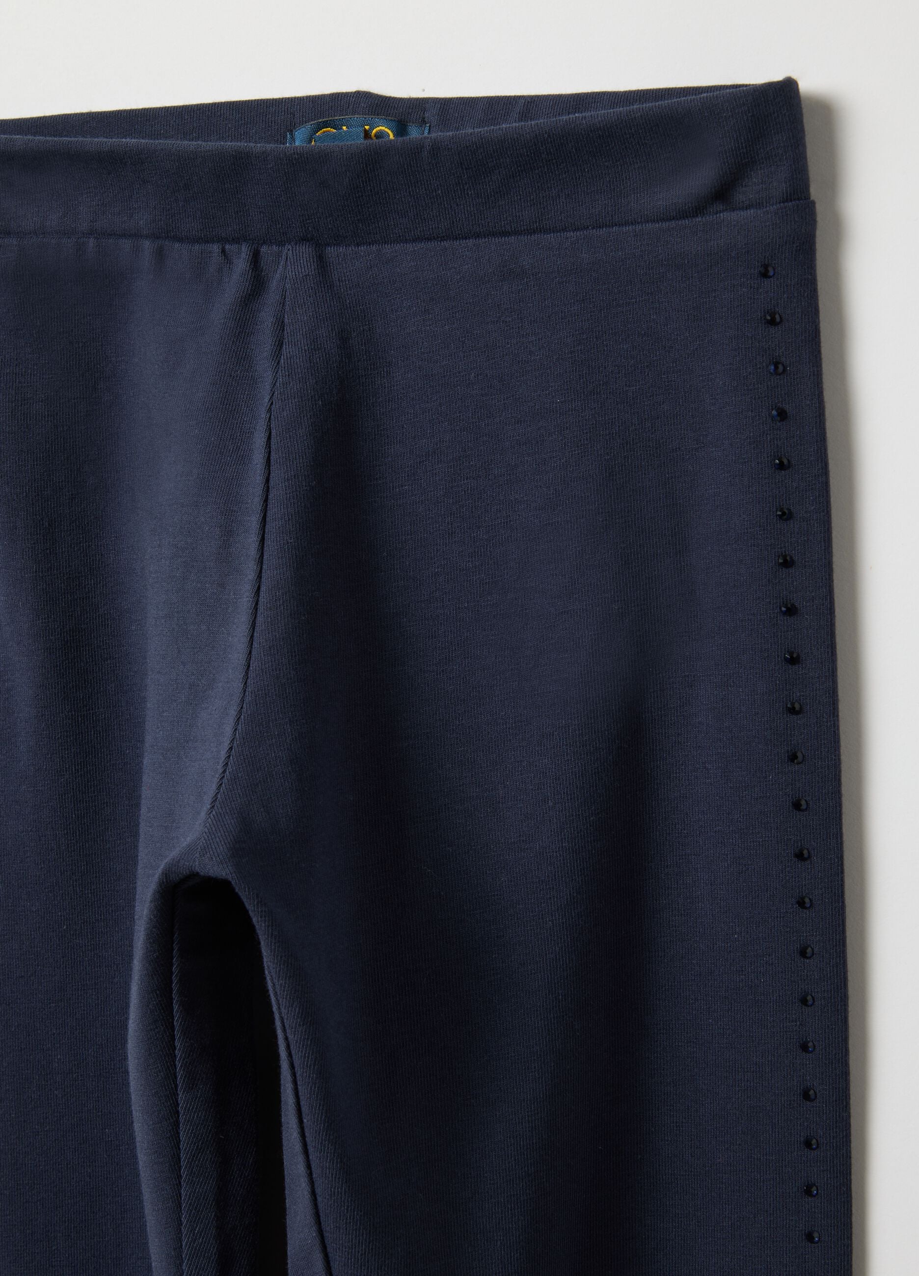Girls' Blue Stretch Cotton Skinny Fit Leggings