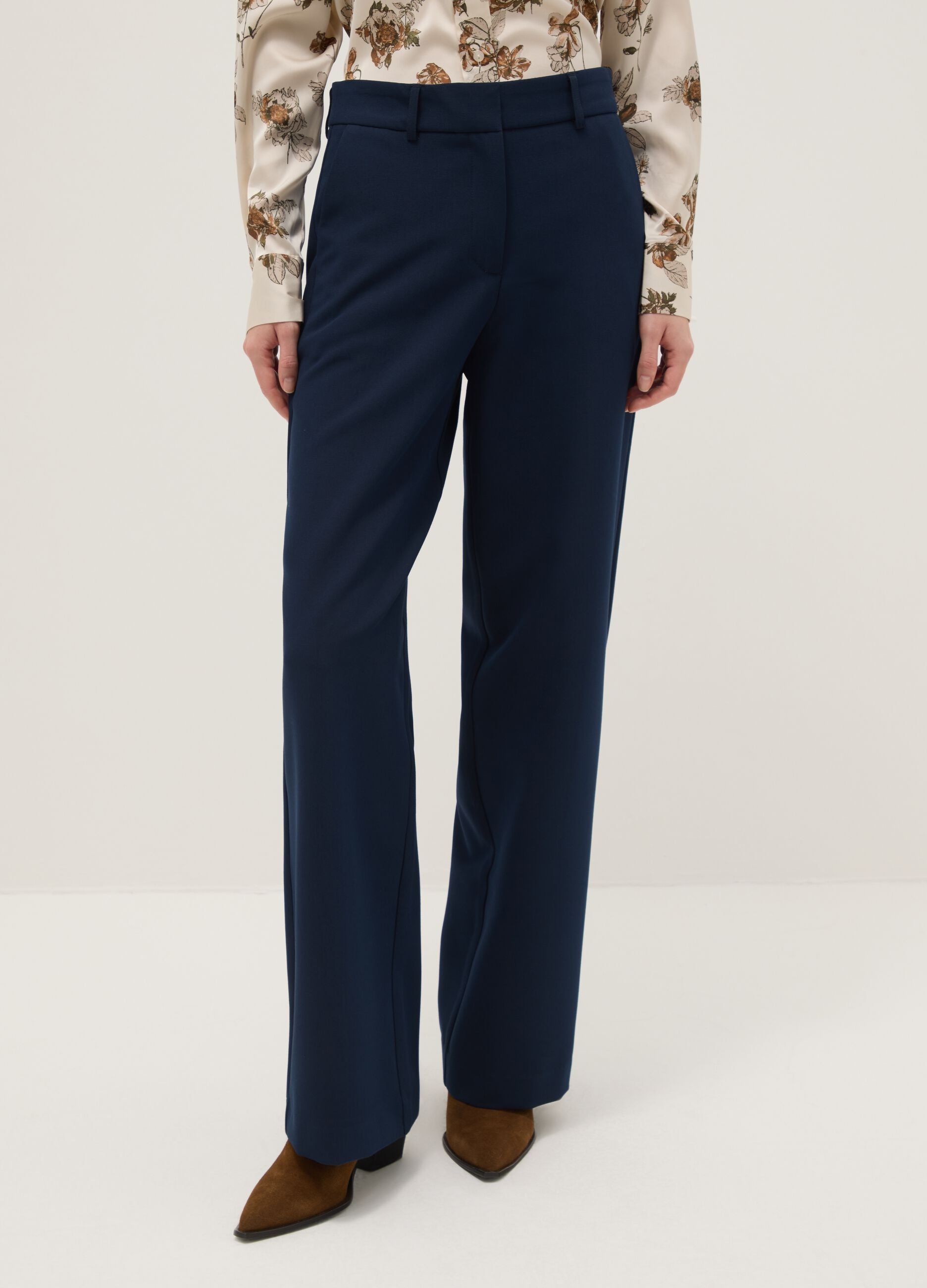 Elegant Blue Straight Trousers