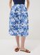 Blue and white cotton midi skirt with floral print_1