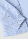 Blue striped pure cotton shirt with ruffle collar for baby girls_3