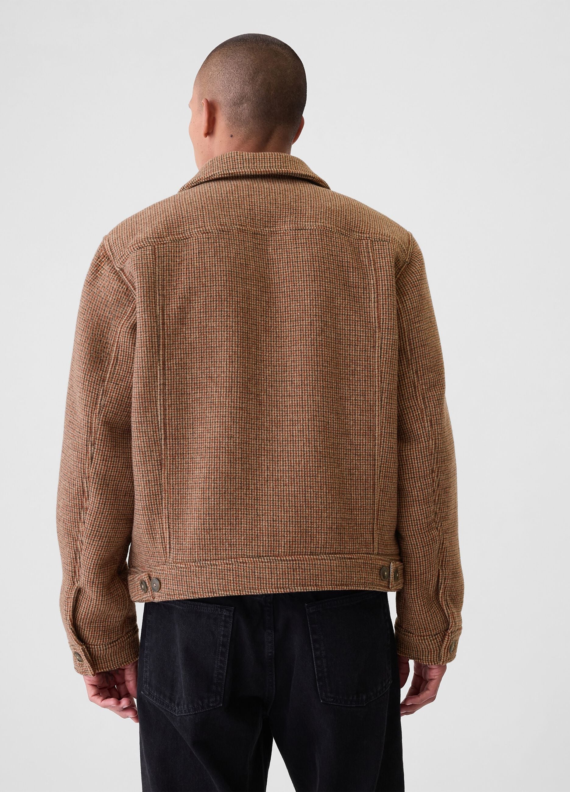 Short jacket with micro check pattern