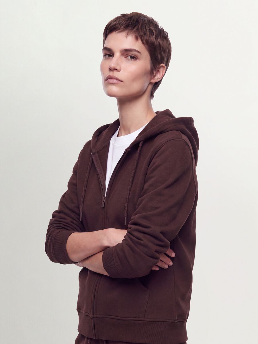 Brown cotton-blend regular-fit hoodie_0