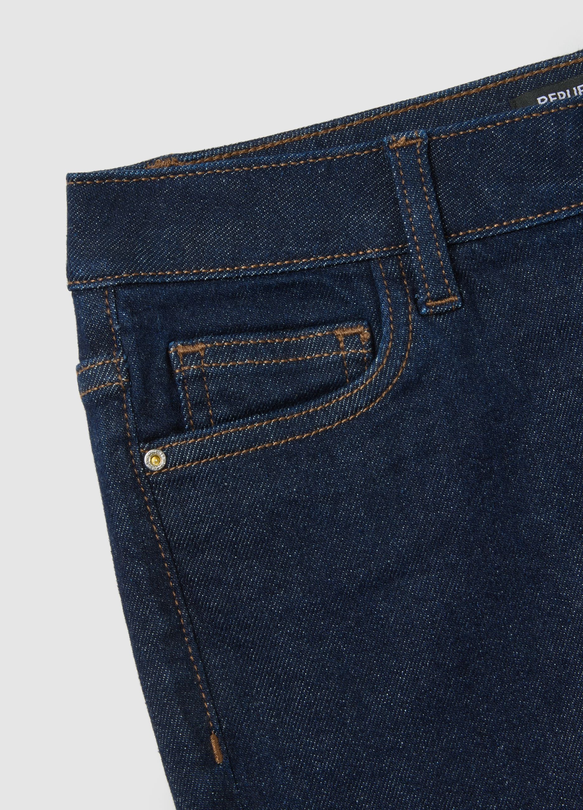 High-waisted stretch cotton blue skinny jeans