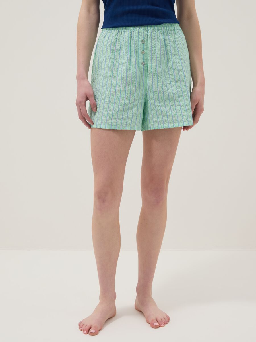 Short pigiama corto verde in cotone organico regular fit_1