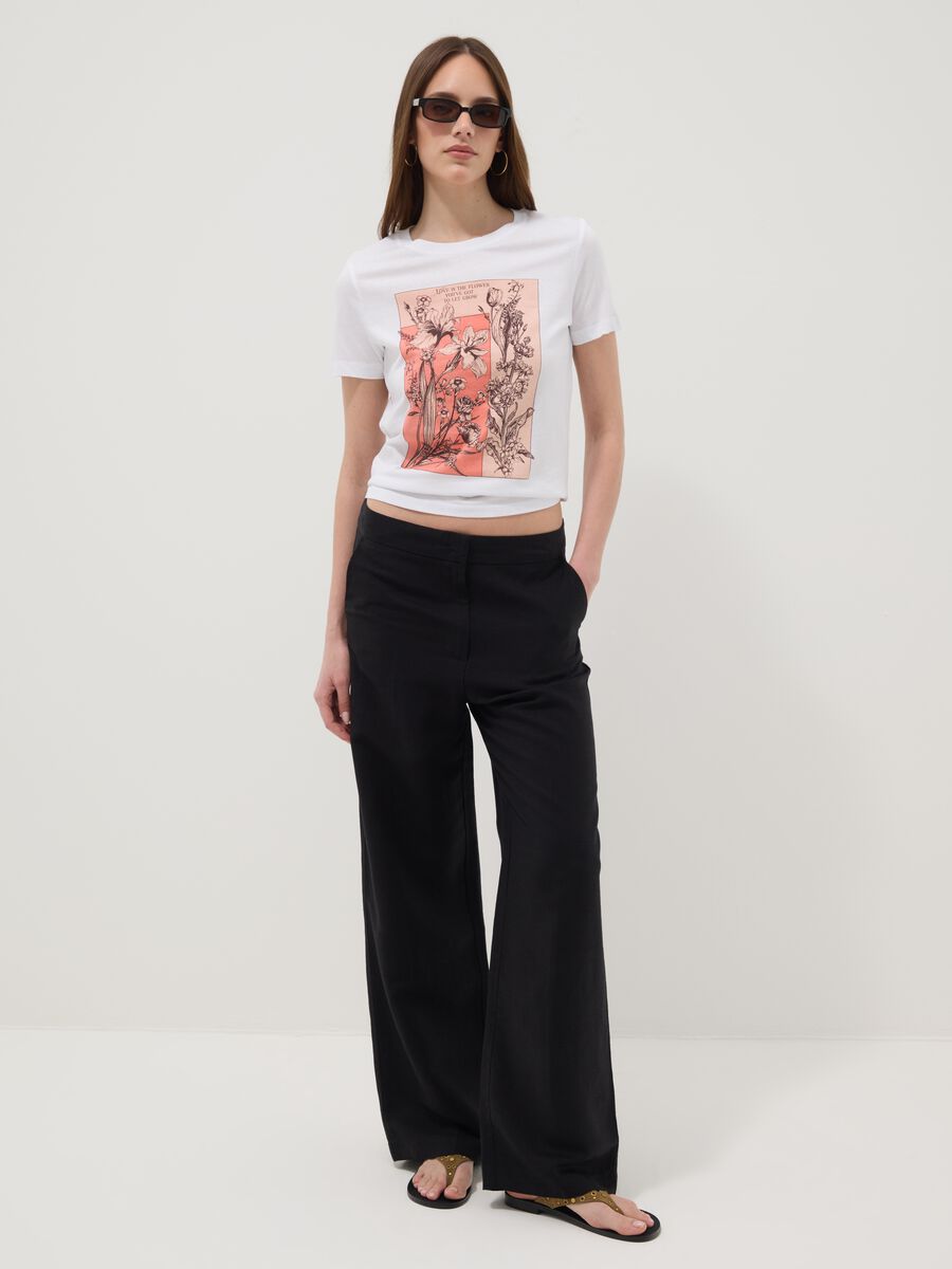 White pure cotton regular fit T-shirt with print_2