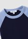 Blue stretch cotton crew-neck T-shirt with contrast sleeves_1