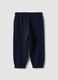 Blue organic cotton jogger trousers with drawstring for baby boy_1