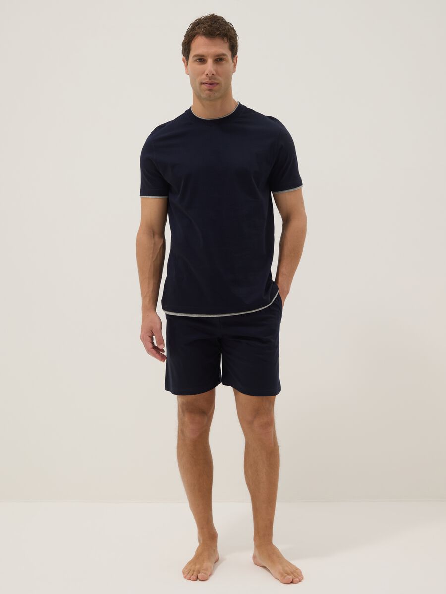 Navy mercerised pure cotton pyjamas_0
