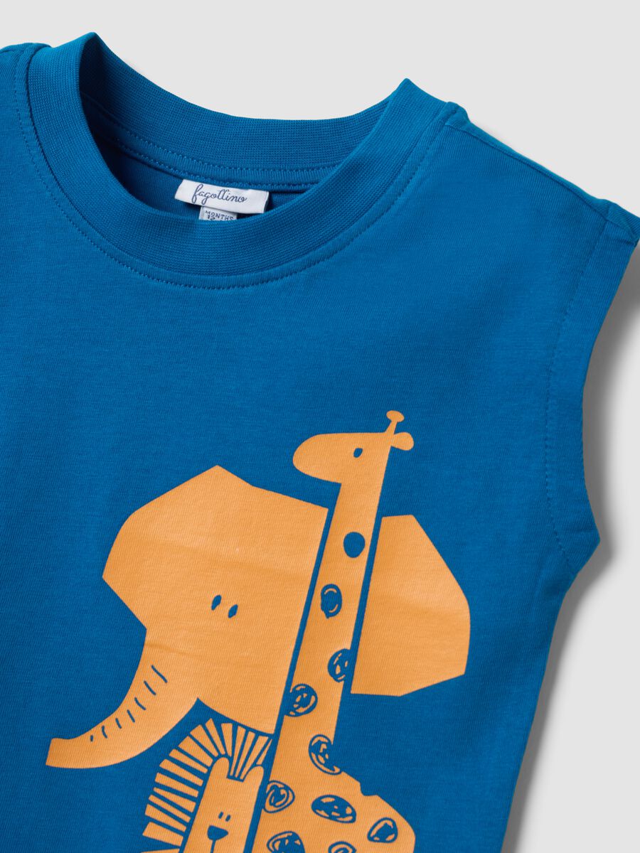 Blue organic cotton vest top with print_2