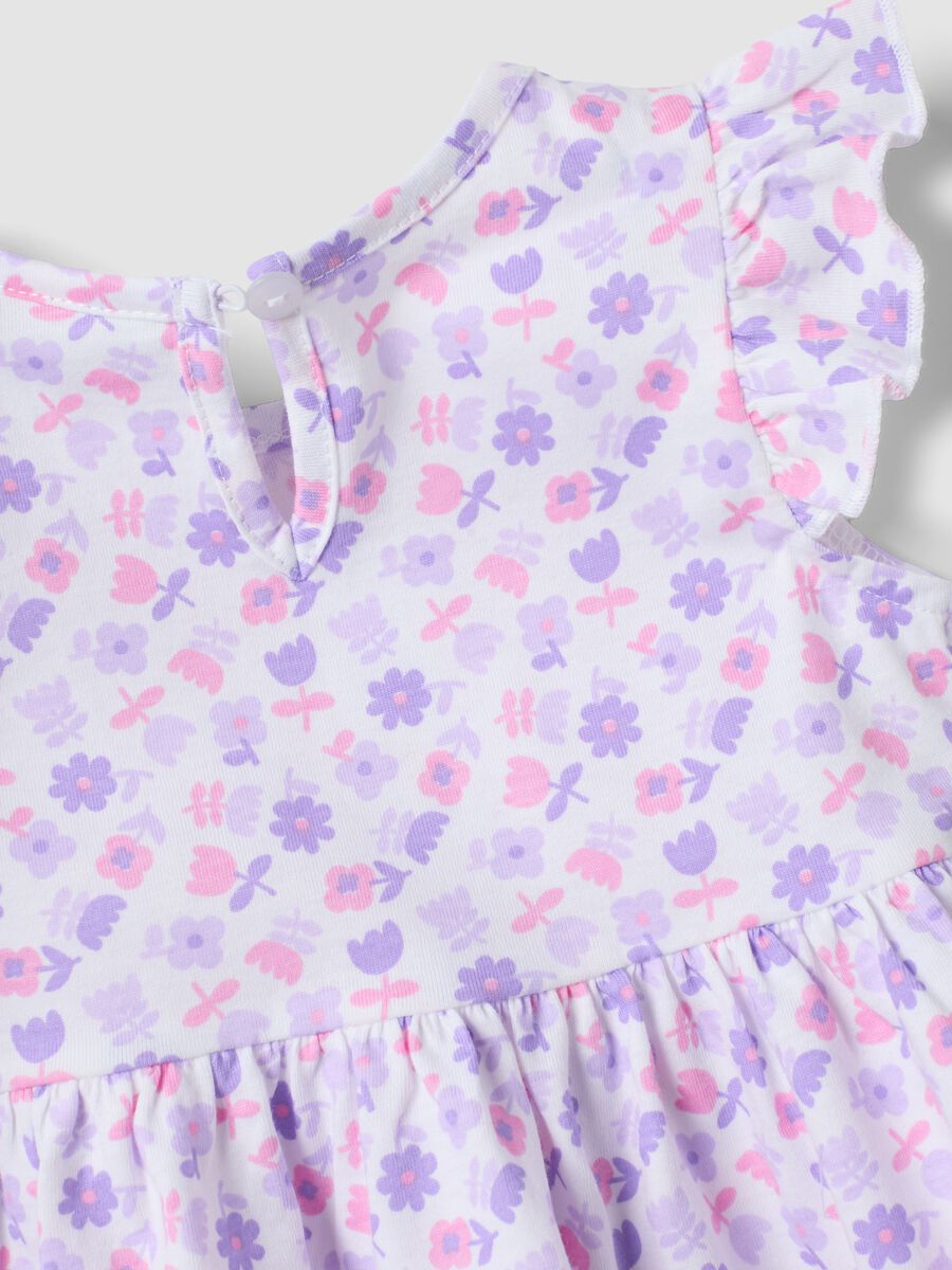 Purple pure cotton mini dress with floral print_3