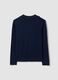 Blue viscose-blend polo-collar jumper with relaxed fit_2
