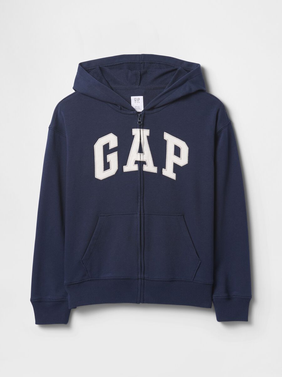 Felpa con logo GAP, cappuccio e zip in misto cotone_3