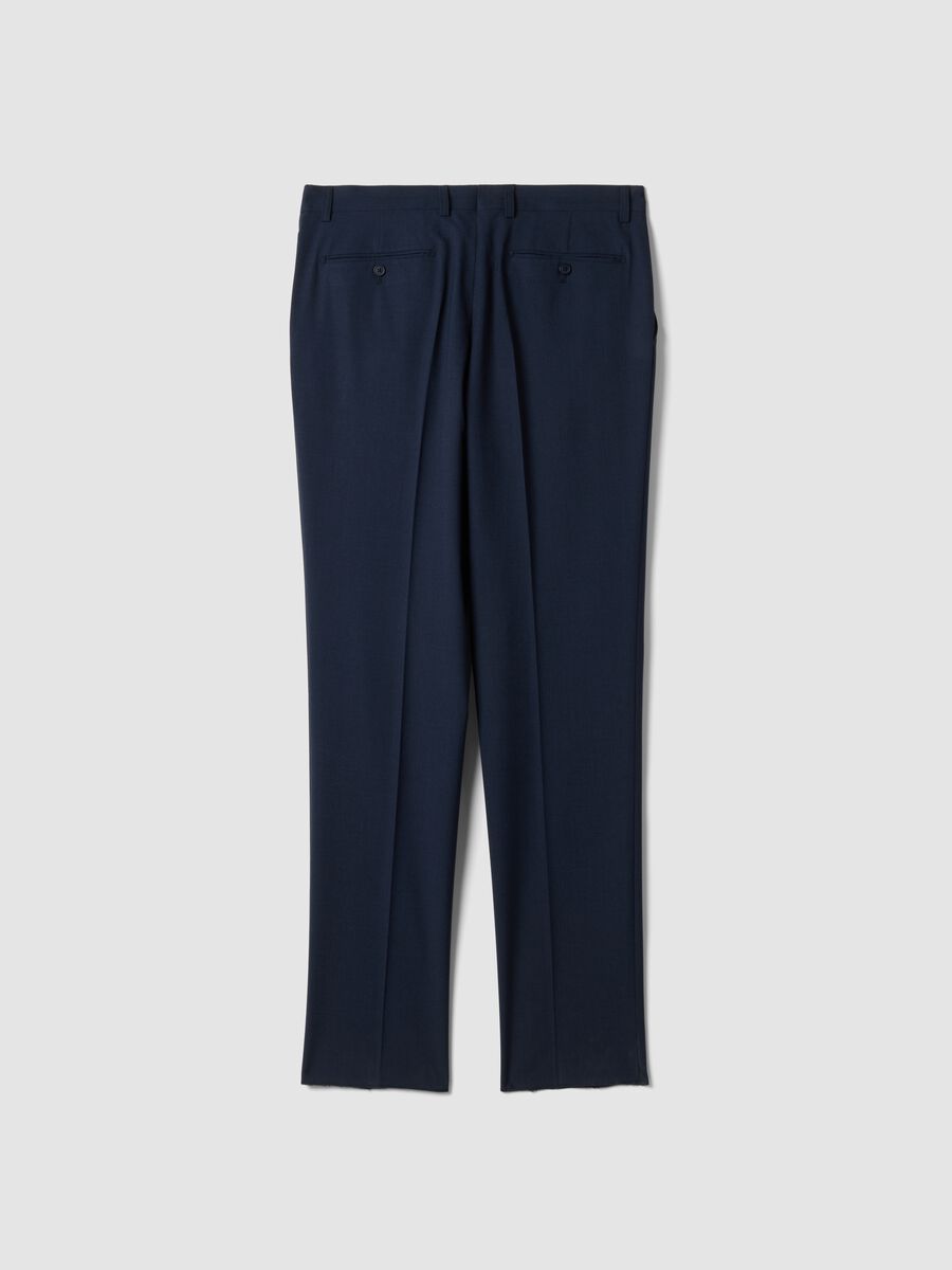 Pantaloni blu in viscosa elasticizzata regular fit_2