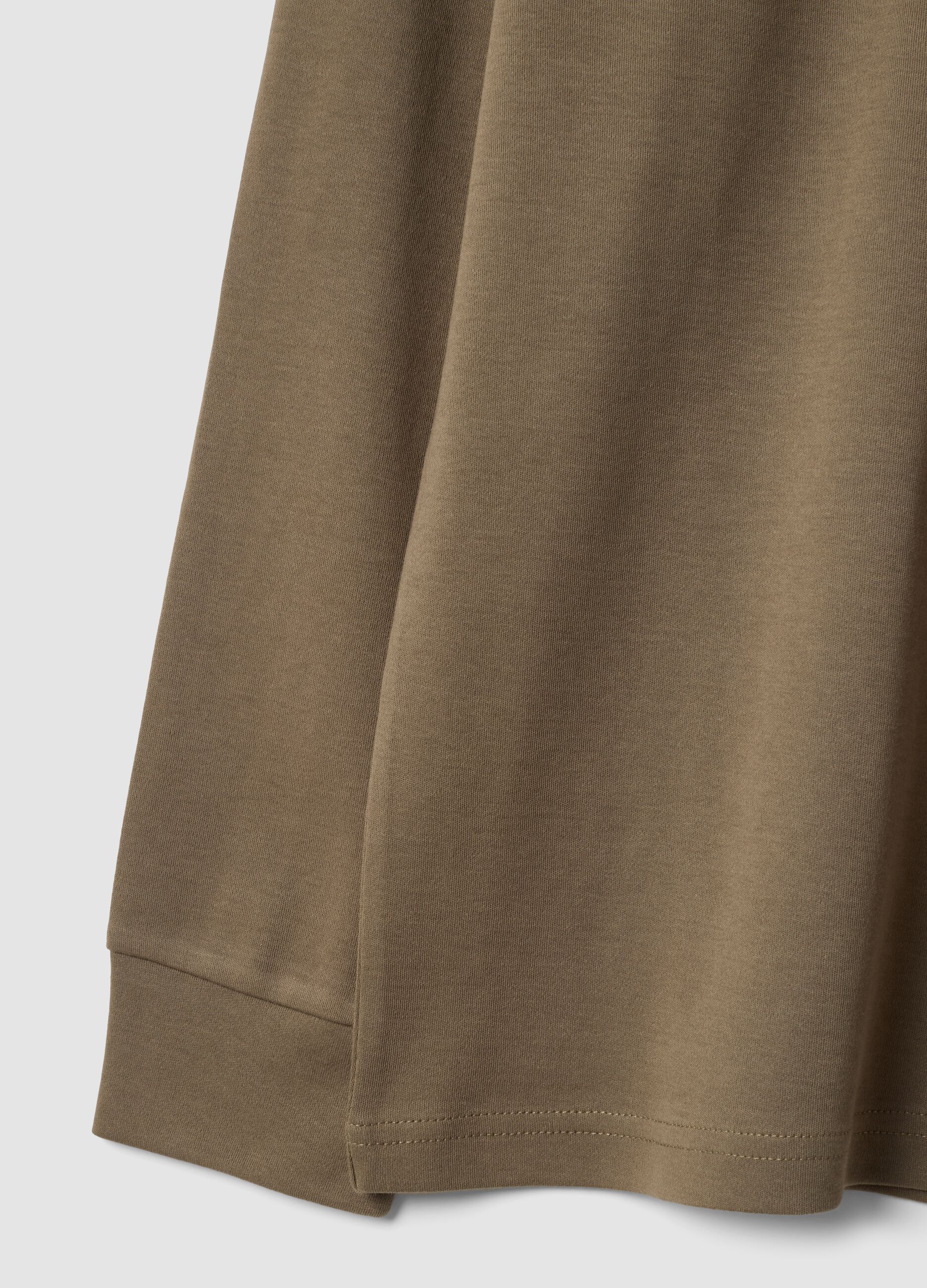 Brown pure cotton crew-neck T-shirt