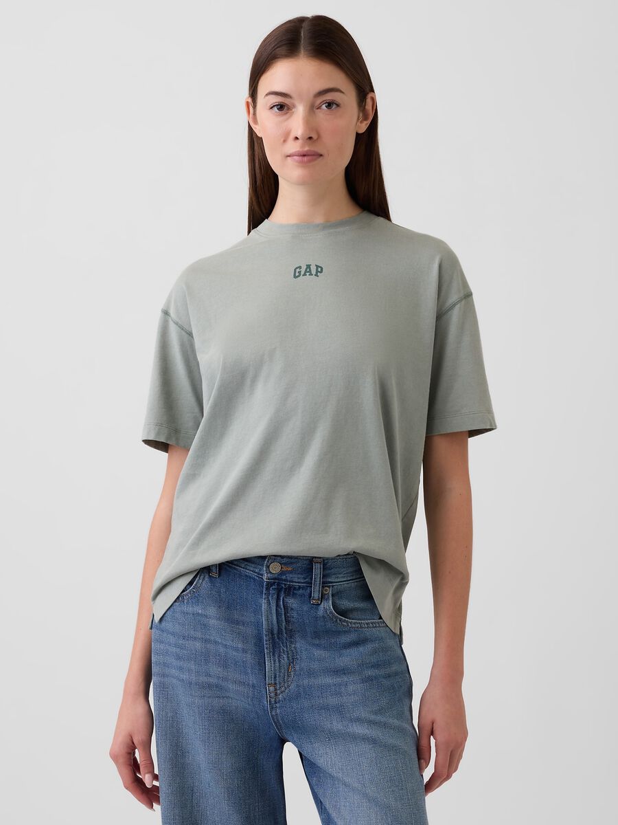 T-shirt a maniche corte in puro cotone con logo GAP_0