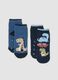 2-pack of blue non-slip socks in organic stretch cotton with dinosaur print_0