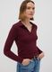 Red viscose-blend polo-collar top, regular fit_0