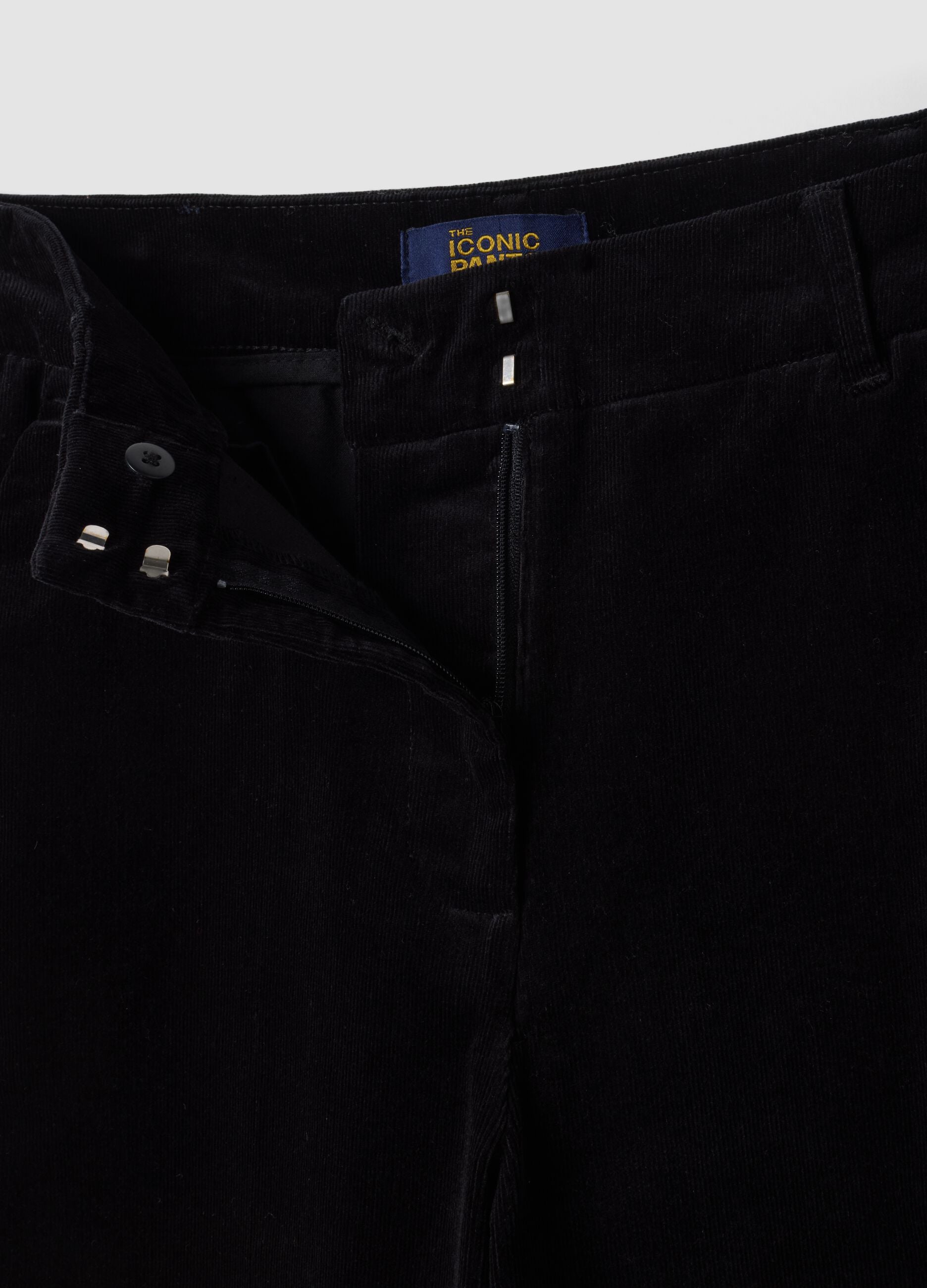 Black The Iconic Pants straight-leg ribbed stretch cotton trousers