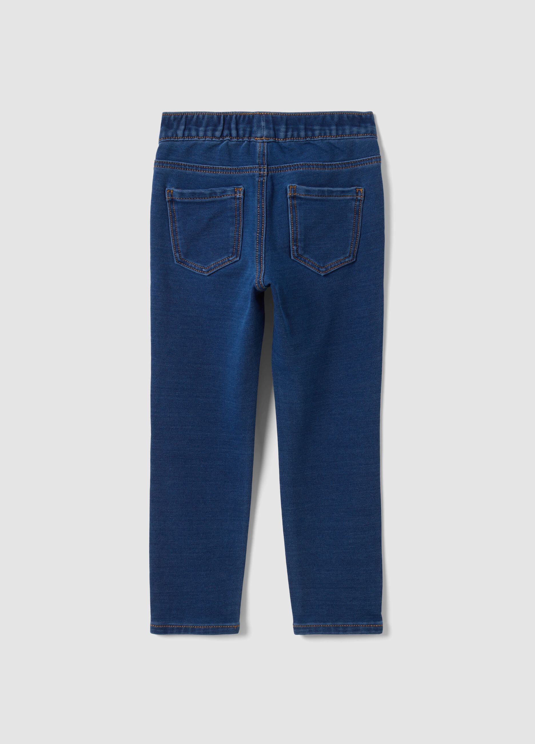 Girls&rsquo; blue skinny-fit stretch cotton jeggings
