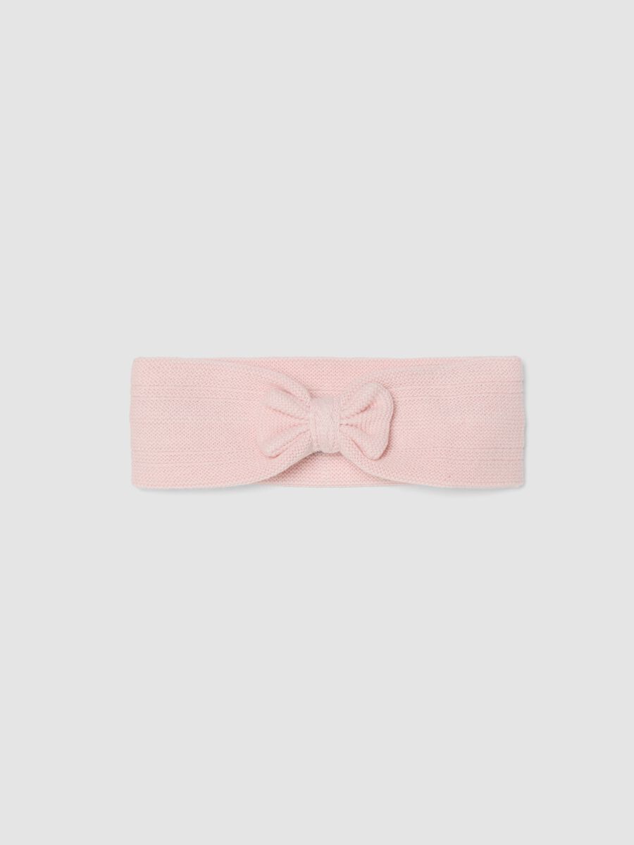 Pink organic cotton knitted headband_0