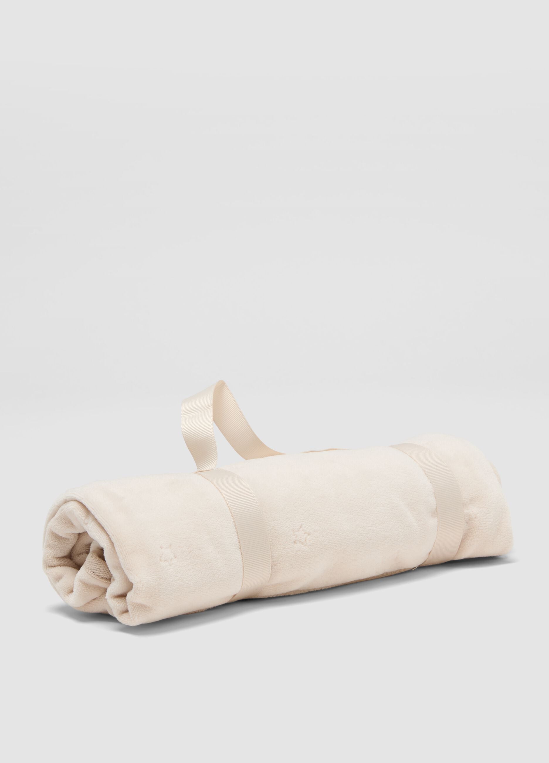 Beige printed organic cotton blend baby blanket