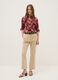Beige regular fit cotton blend chino trousers_0
