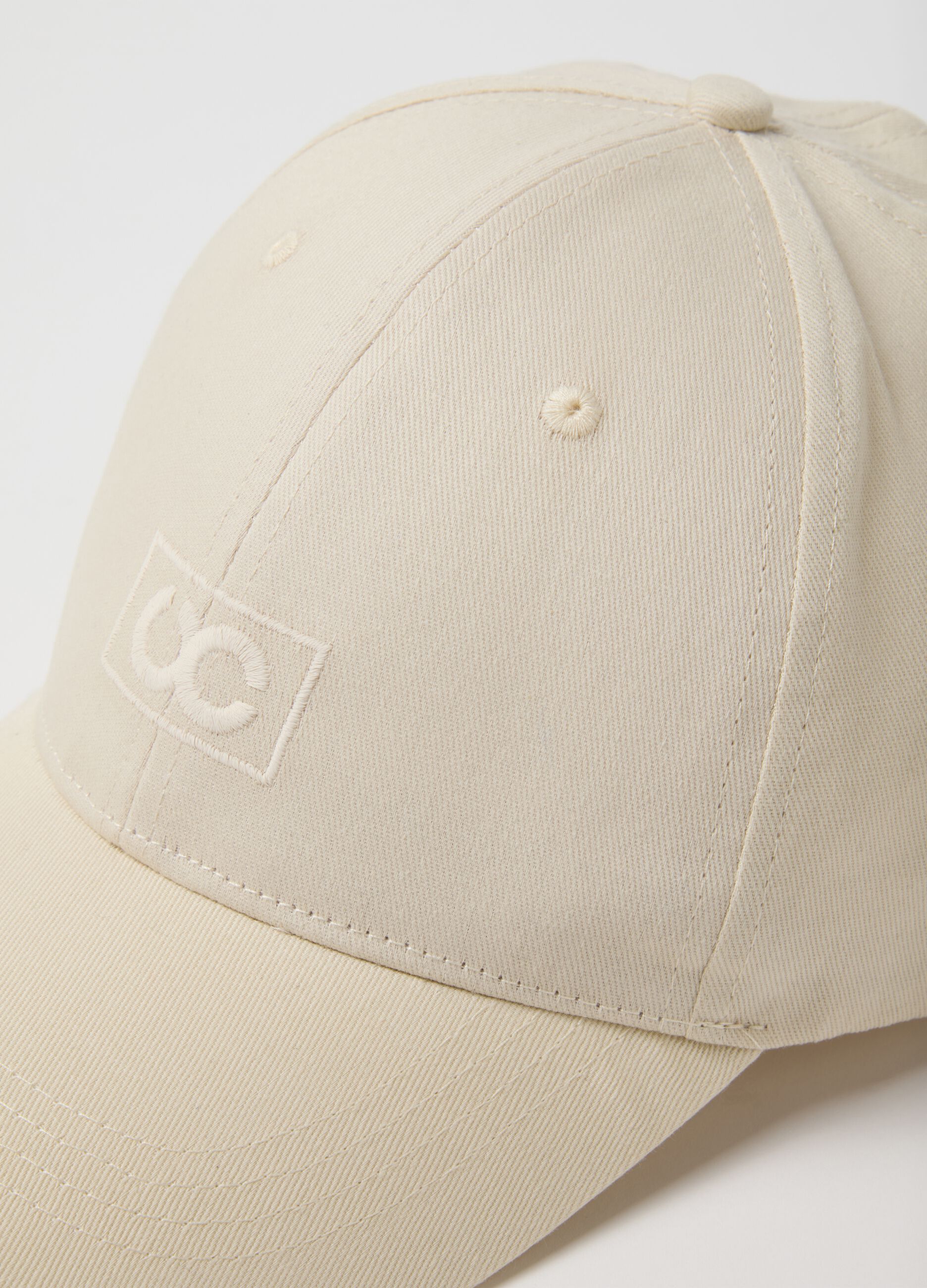Beige pure cotton baseball cap, regular fit