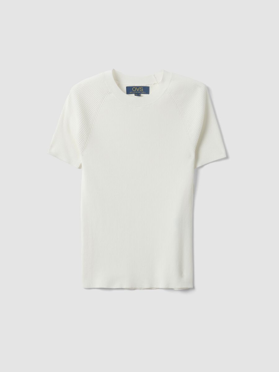 White ribbed fitted viscose-blend knit top_4