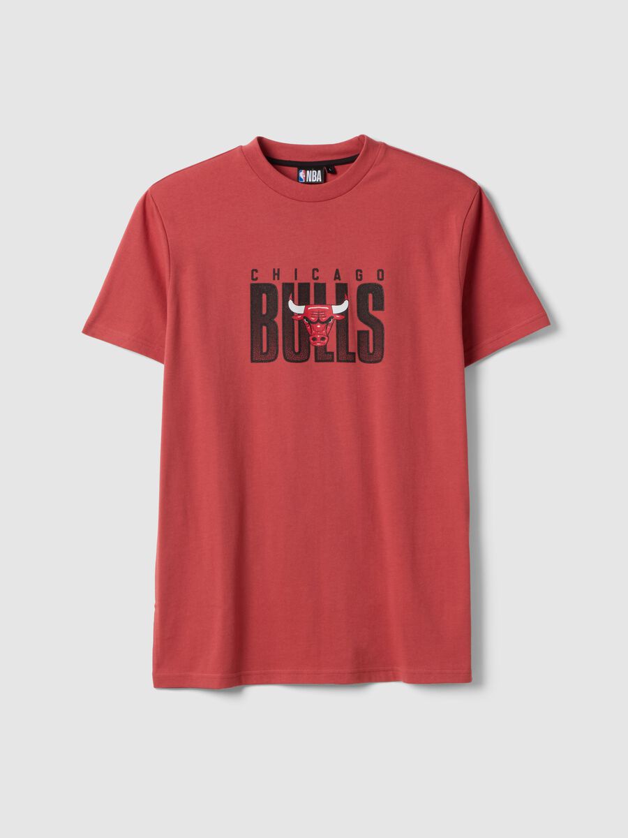 Red pure cotton regular fit T-shirt with Chicago Bulls print_4