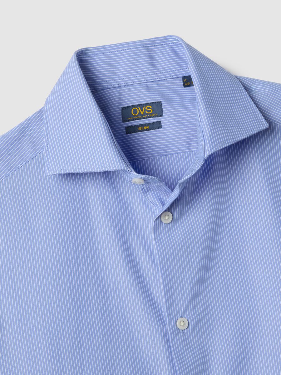 Slim Fit Blue Cotton Blend Shirt_5