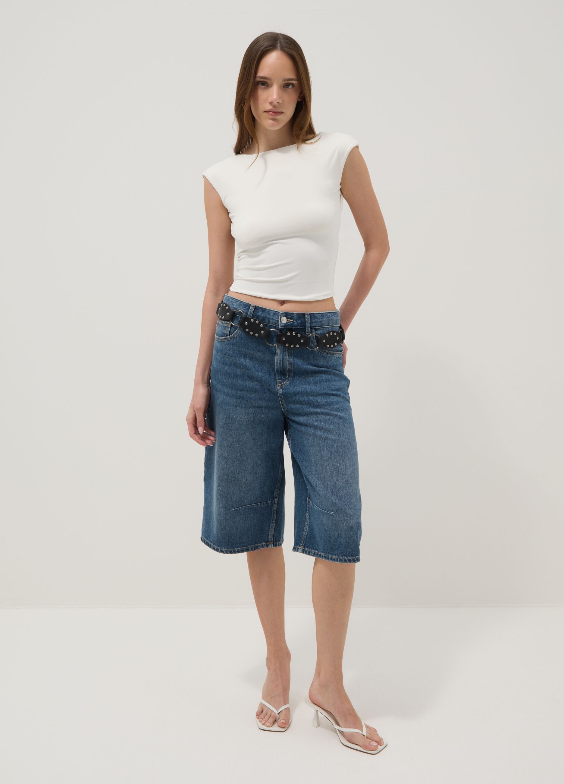 White stretch-fabric top