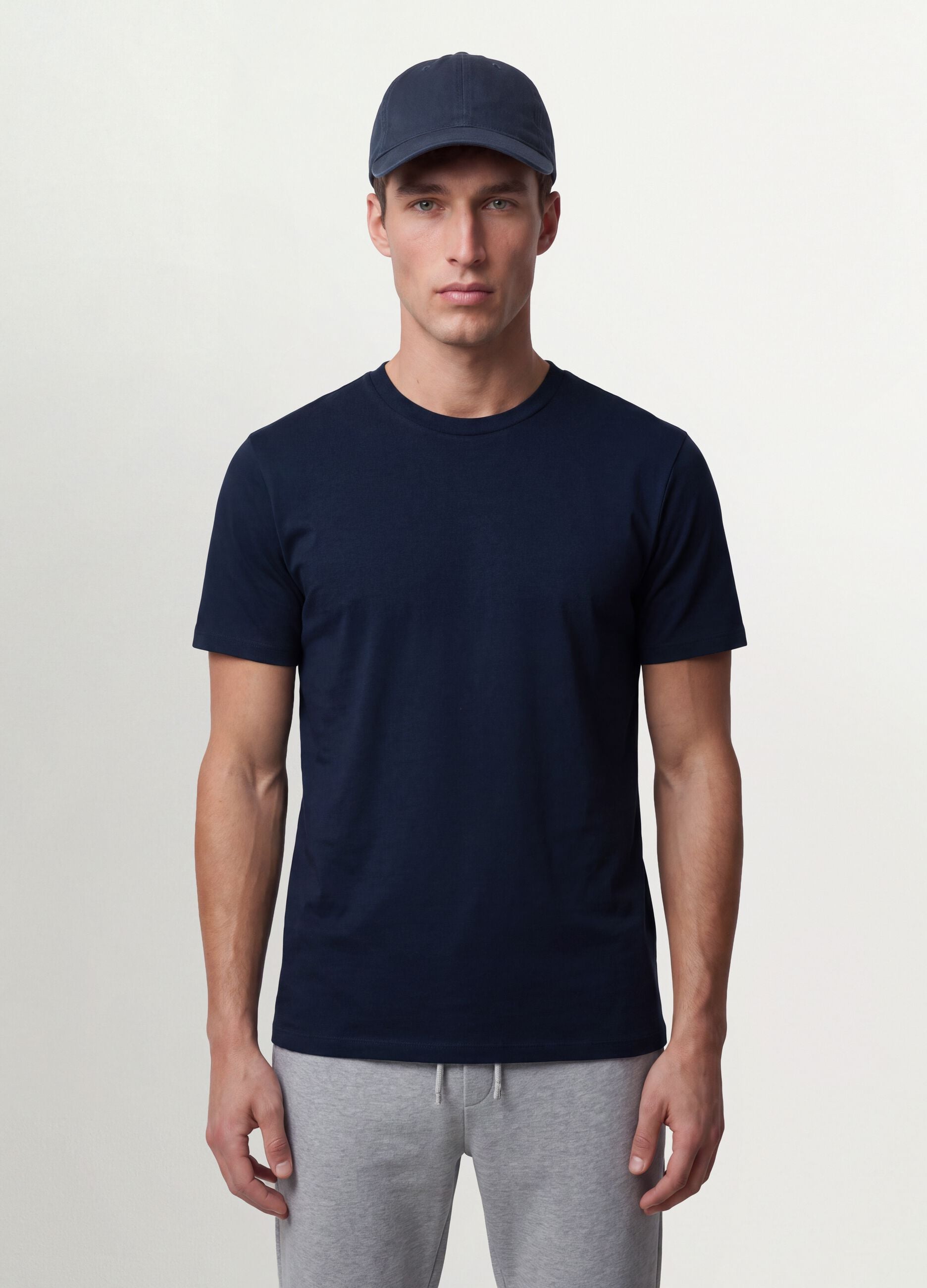 Men&rsquo;s blue organic cotton slim-fit short-sleeve T-shirt