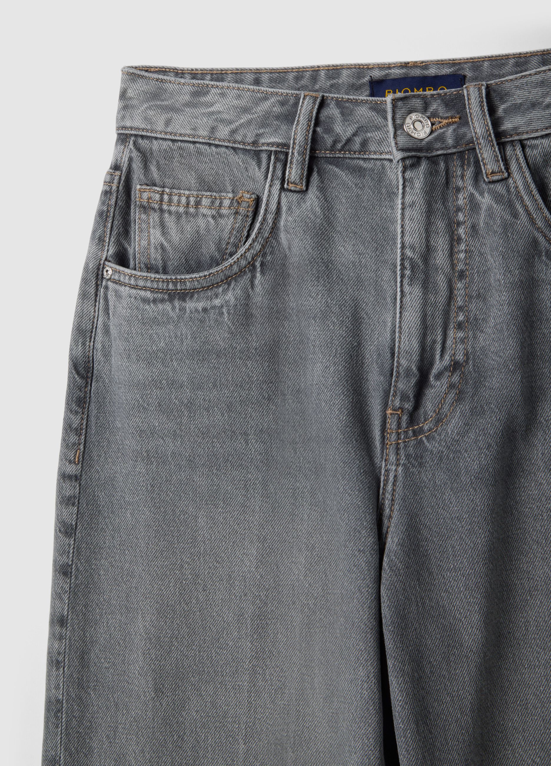 Straight Grey Cotton Jeans