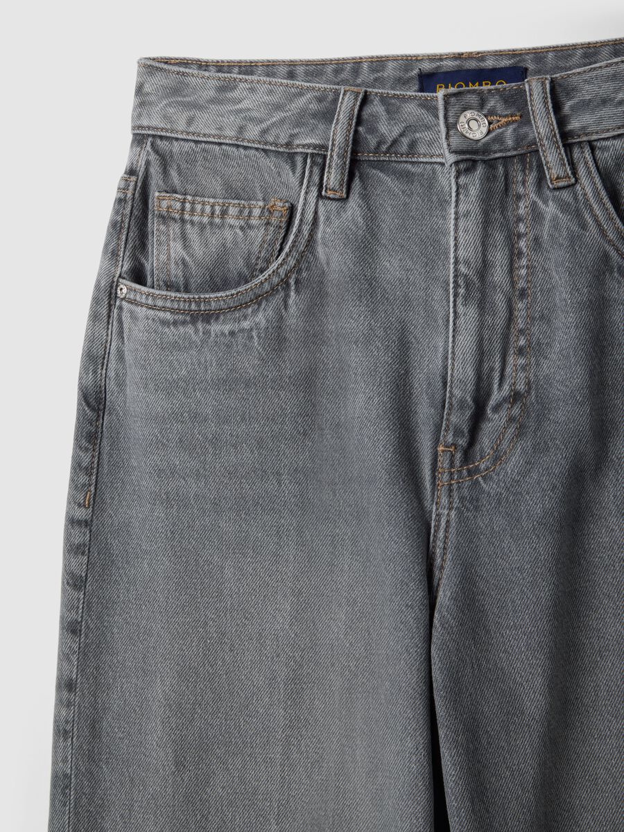 Jeans dritti in puro cotone grigio_5