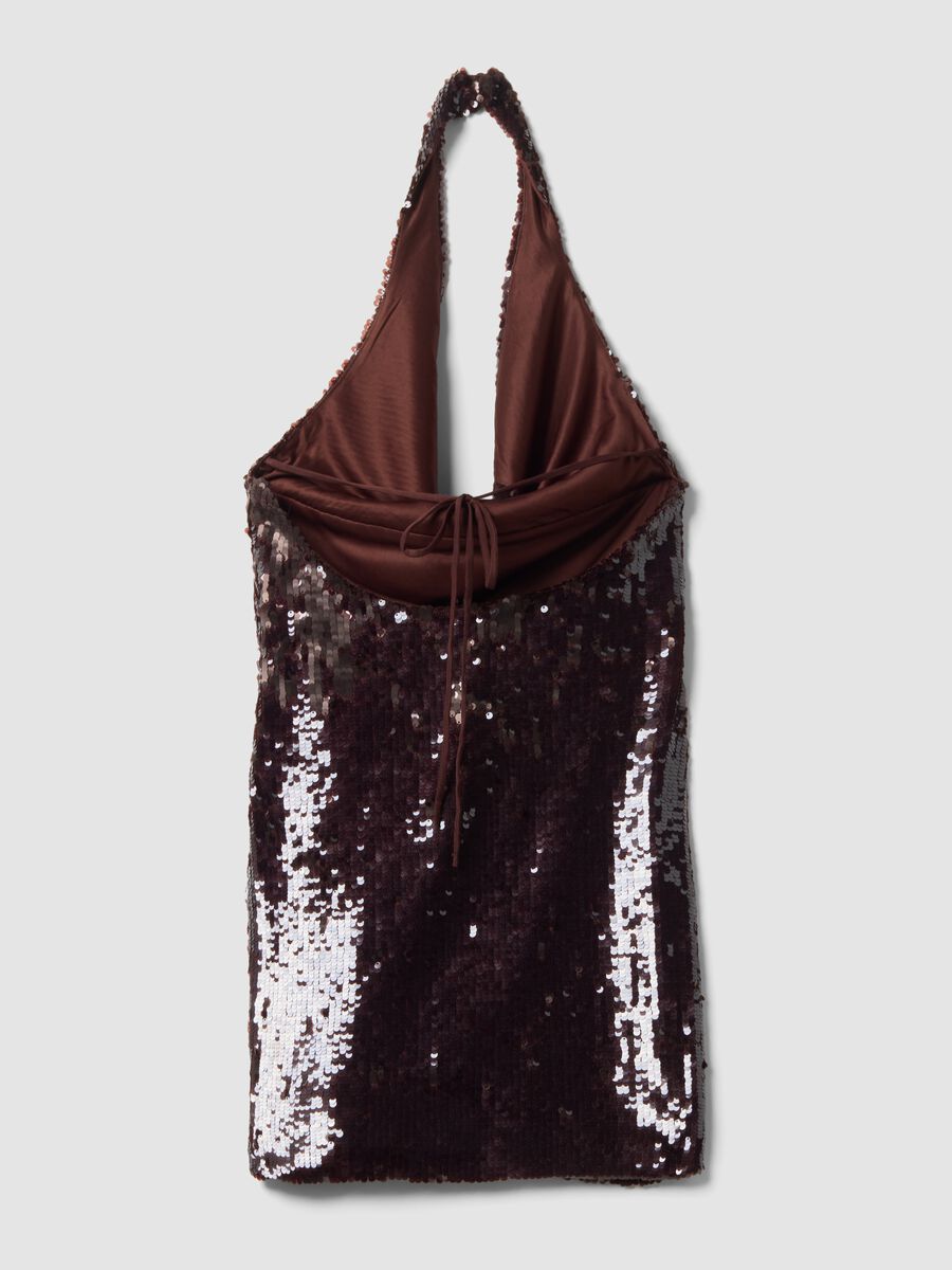 Brown sequin stretch-fabric dress_6