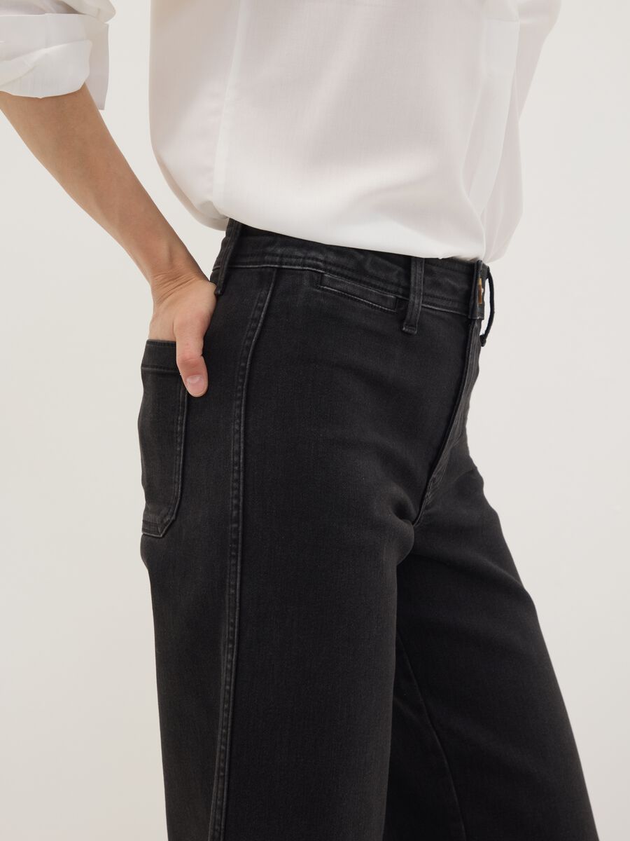 Black wide-leg jeans in stretch cotton_3