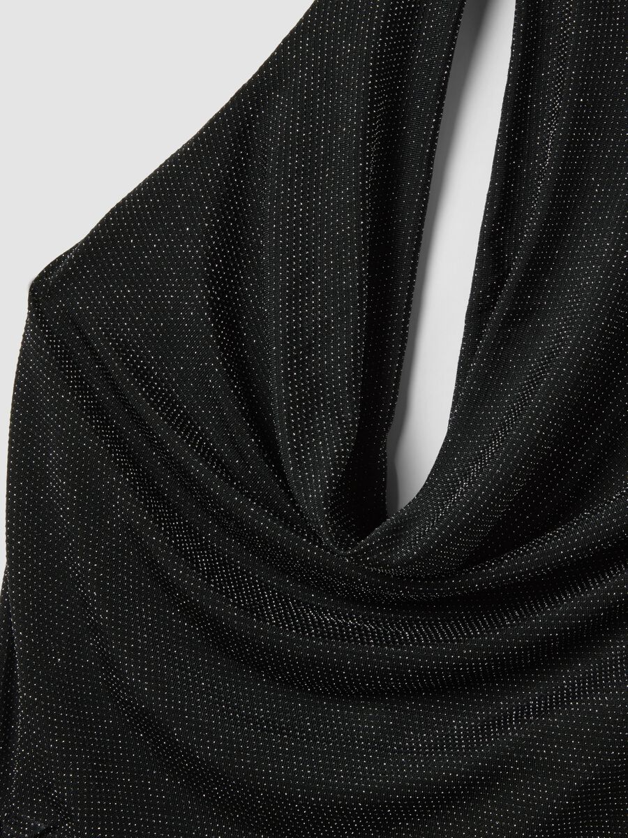 Top halter nero in tessuto elasticizzato regular fit_5