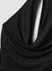 Black halterneck top in stretch fabric, regular fit_5