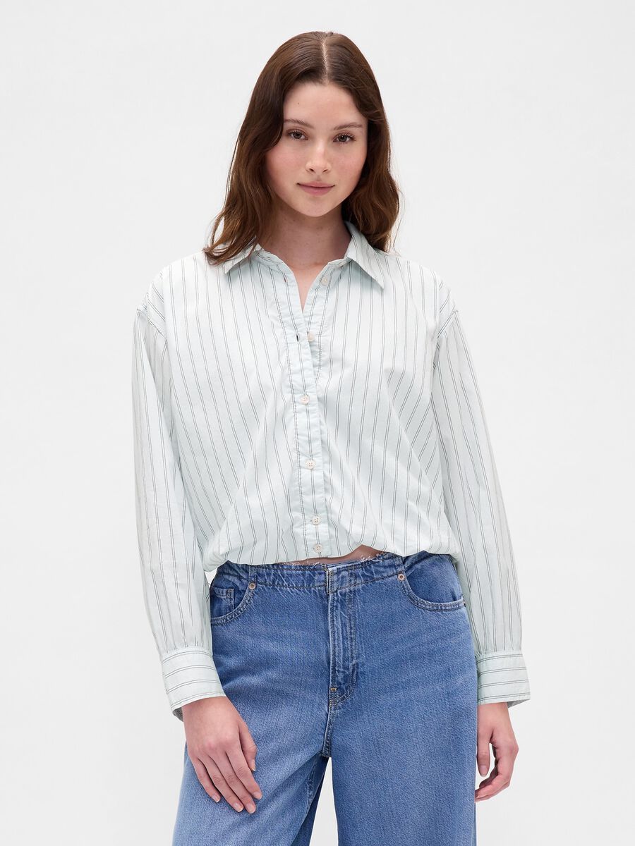 Camicia in cotone a righe_0