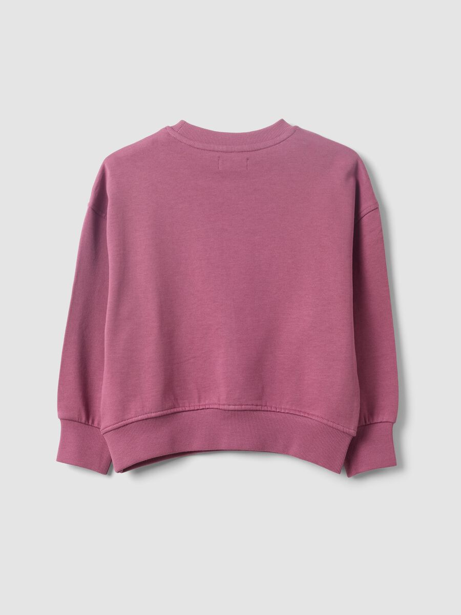 Purple pure cotton sweatshirt with star print, regular fit for girls_1
